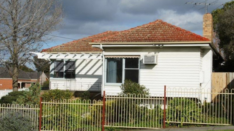 Red cement roof before moss treatment showing moss growth